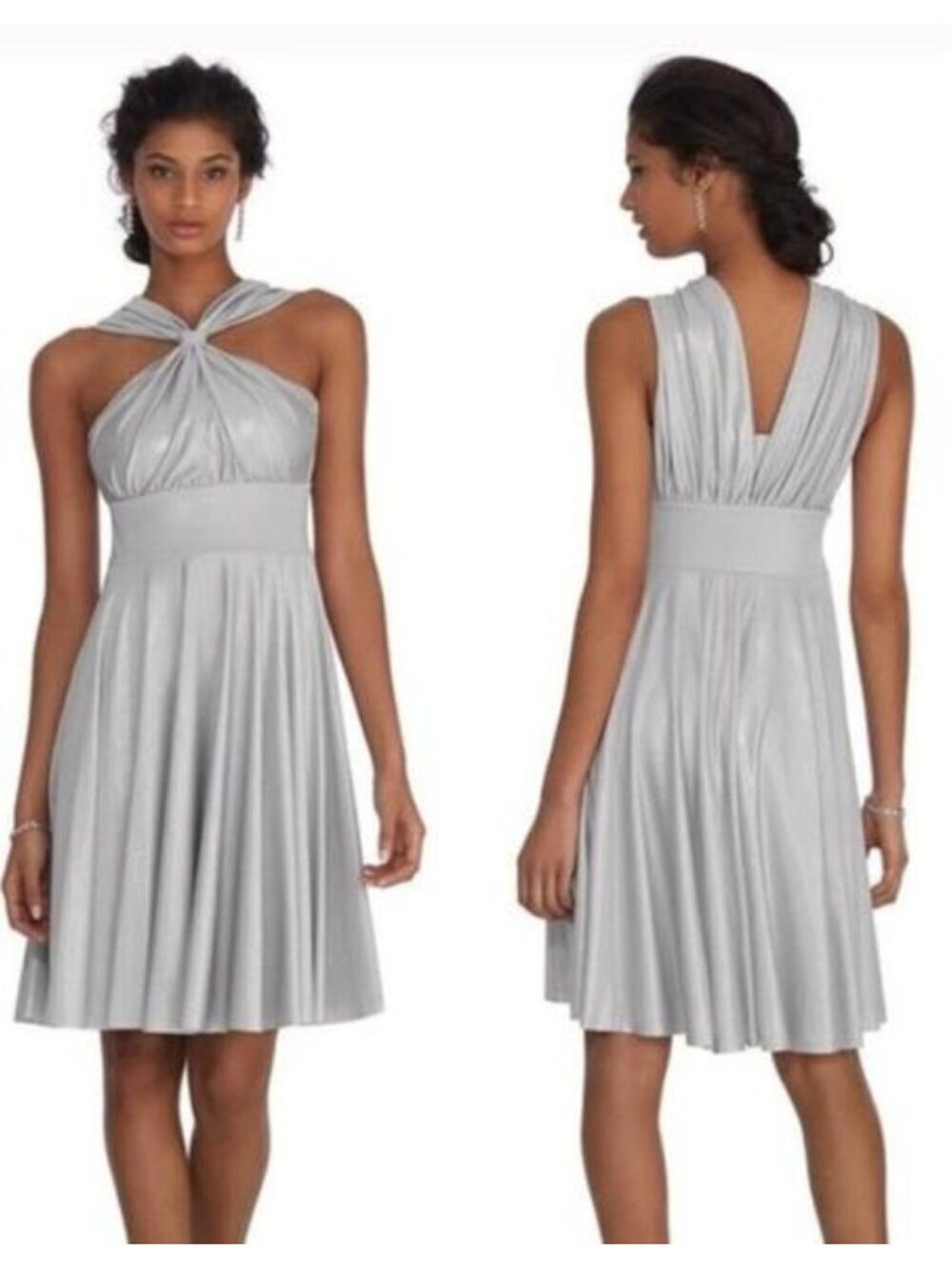 White House Black Market Women's Champagne Shimmer Convertible Dress Size 16